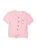Assorted Brands Checkered-gingham Pink Short Sleeve Top Size 8 - 9 - photo 1