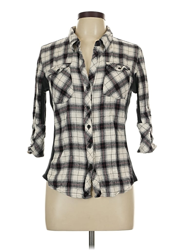 Pre-owned Ci Sono 3/4 Sleeve Button Down Shirt In Gray