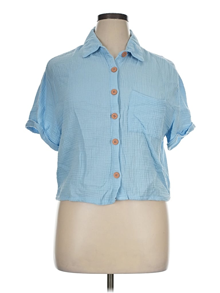 Pre-owned Assorted Brands Short Sleeve Blouse In Blue