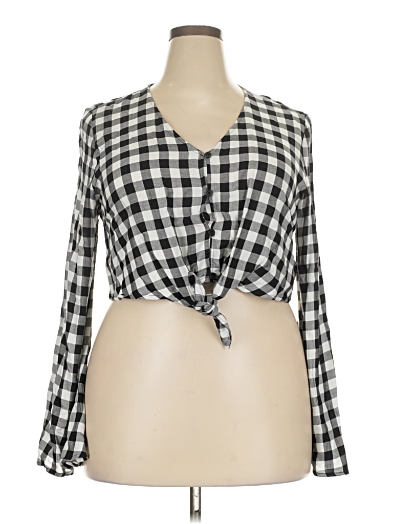 Pre-owned Wild Fable Long Sleeve Blouse In Black