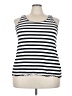 Avenue Stripes White Sleeveless T-Shirt Size 26 - 28 Plus - photo 1