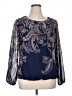 DressBarn 100% Polyester Paisley Blue Long Sleeve Blouse Size XL - photo 1