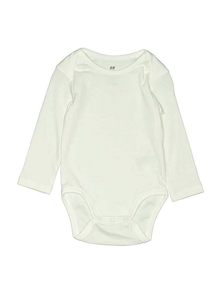 Pre-owned H&m Babies' Long Sleeve Onesie In Ivory