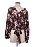 Express 100% Polyester Black Burgundy 3/4 Sleeve Blouse Size S - photo 1