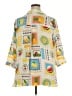 Rose + Olive 100% Polyester Print Yellow 3/4 Sleeve Blouse Size 2X - photo 2