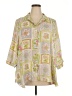 Rose + Olive 100% Polyester Paisley Ivory 3/4 Sleeve Blouse Size 2X - photo 1