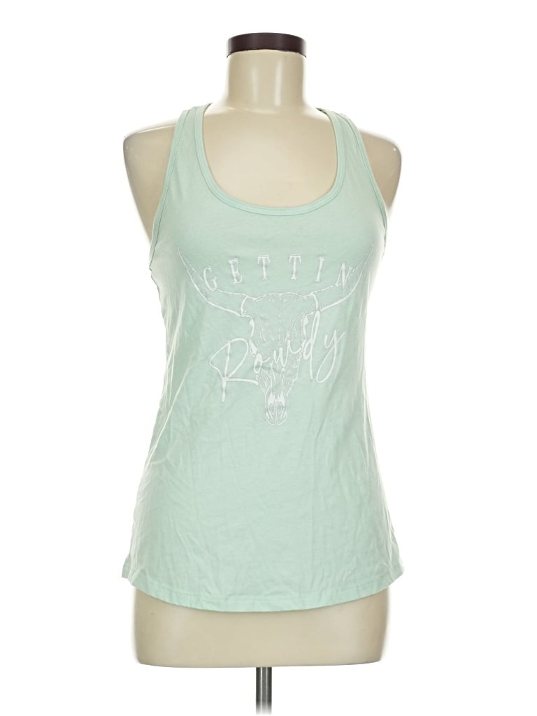 Pre-owned Ideal T Tank Top Green Halter Neckline Tops