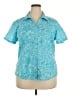 Basic Editions Paisley Teal Short Sleeve Blouse Size XXL - photo 1