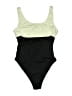 Solid & Striped Color Block Green One Piece Swimsuit Size L - photo 1