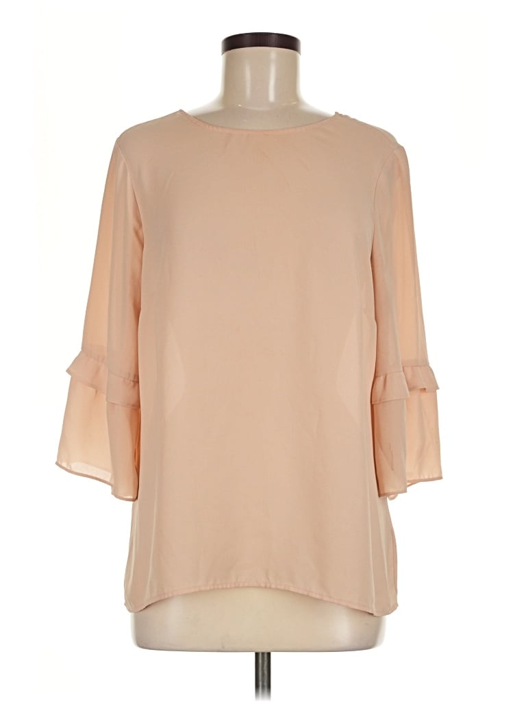 Pre-owned Dr2 3/4 Sleeve Blouse In Tan