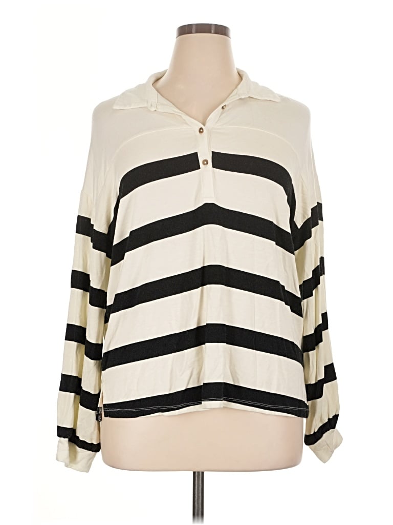 Pre-owned Maurices Long Sleeve Polo Shirt In Ivory