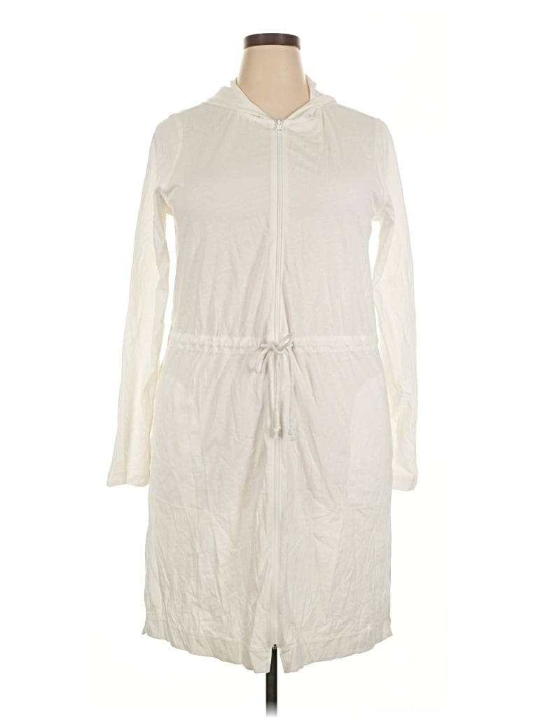 Pre-owned Lands' End Cardigan Sweater In Ivory