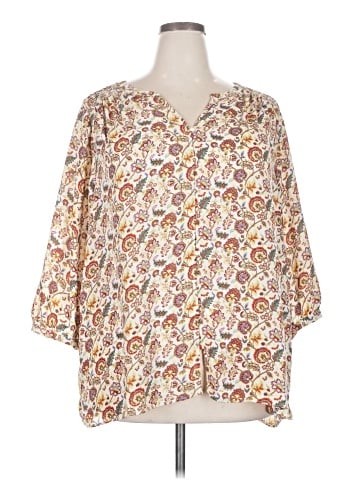 Rose + Olive 3/4 Sleeve Blouse (view 1)
