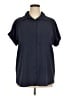 Unbranded 100% Polyester Solid Blue Short Sleeve Blouse Size XL - photo 1