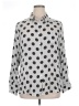 Foxcroft 100% Rayon Polka Dots Silver Long Sleeve Blouse Size 14 - photo 1