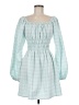 Leyden 100% Polyester Checkered-gingham Teal Casual Dress Size M - photo 1