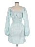 Leyden 100% Polyester Checkered-gingham Teal Casual Dress Size M - photo 2