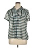 East5th 100% Polyester Houndstooth Teal Short Sleeve Blouse Size XL - photo 1