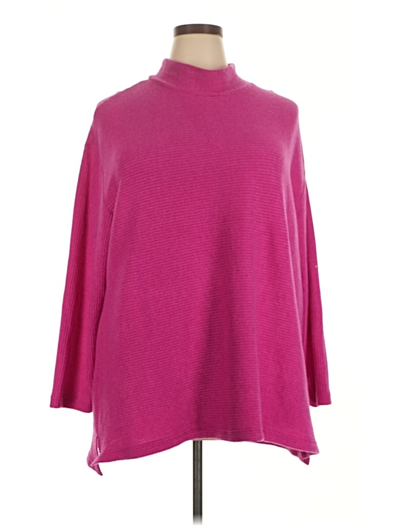 Lane Bryant 3/4 Sleeve Top Pink Turtleneck Tops