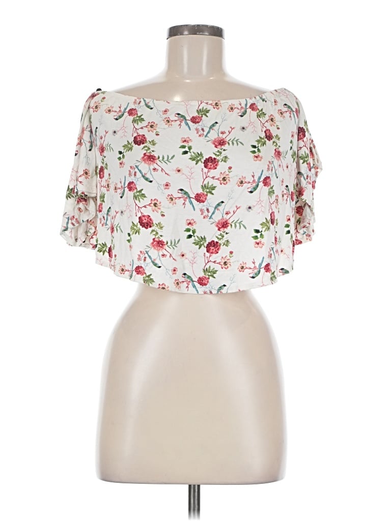 Pre-owned Forever 21 3/4 Sleeve Blouse In Ivory