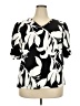 Liz Claiborne Floral Graphic Black Short Sleeve Blouse Size XXL - photo 1