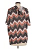 No Comment Chevron-herringbone Gray Short Sleeve Blouse Size M - photo 2