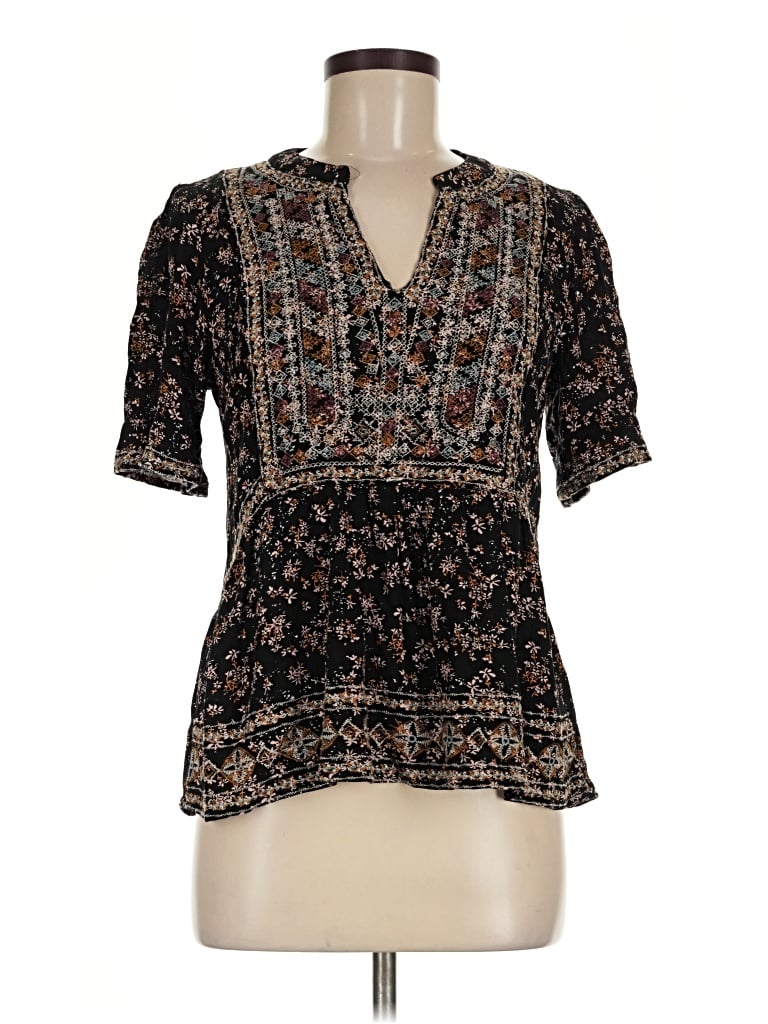 Pre-owned Knox Rose Short Sleeve Blouse In Black