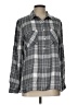 Pure Navy 100% Rayon Plaid Gray Long Sleeve Button-Down Shirt Size L - photo 1