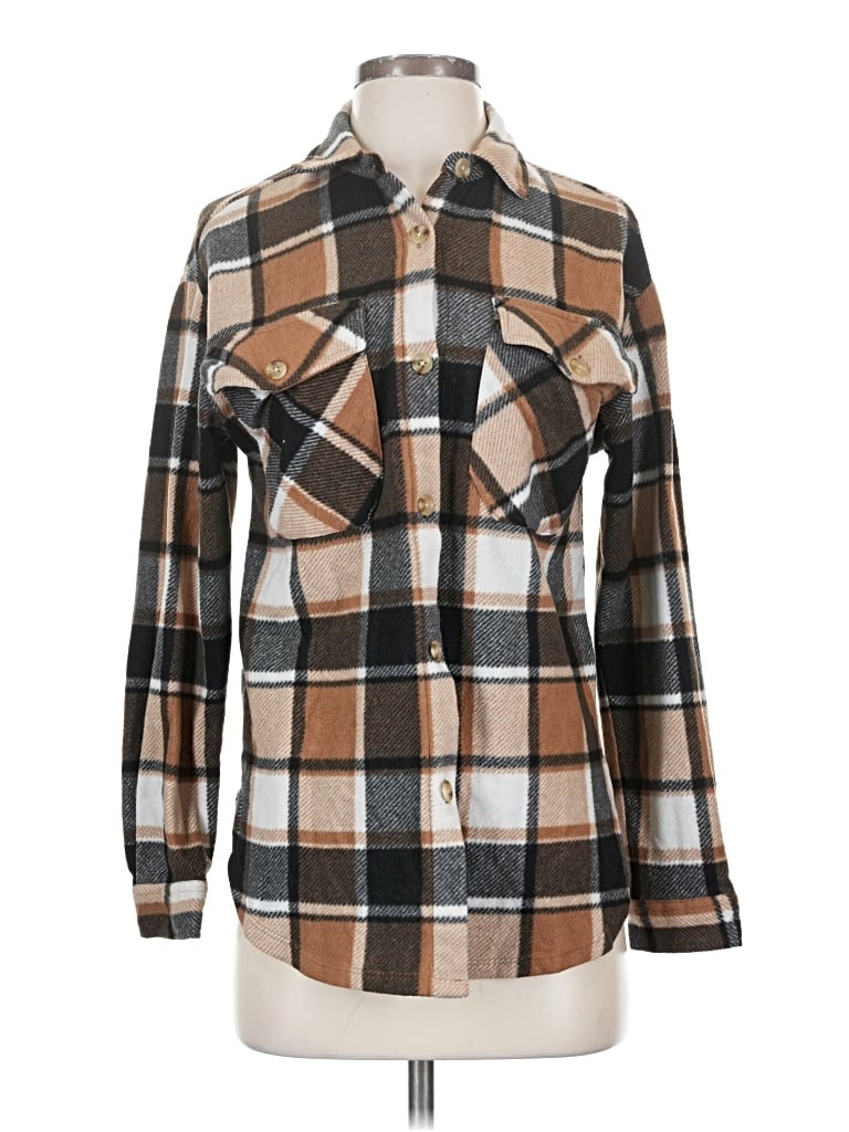 Pre-owned Just Polly Long Sleeve Blouse In Brown