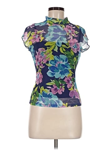 Aqua Short Sleeve Blouse (view 1)