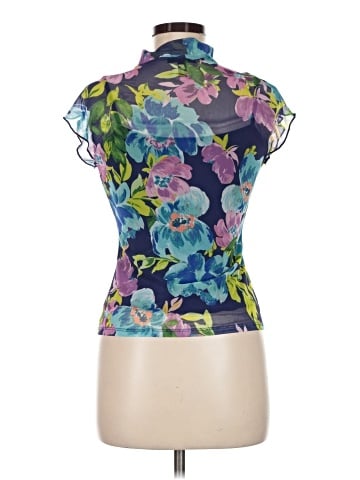 Aqua Short Sleeve Blouse (view 2)