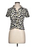 No Boundaries 100% Polyester Floral Yellow Short Sleeve Blouse Size L - photo 1