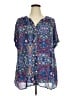 Roaman's 100% Rayon Paisley Blue Short Sleeve Blouse Size 22W - photo 1