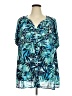 Roaman's 100% Rayon Tropical Blue Short Sleeve Blouse Size 22W - photo 1
