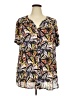 Roaman's 100% Rayon Tropical Black Short Sleeve Blouse Size 22W - photo 1