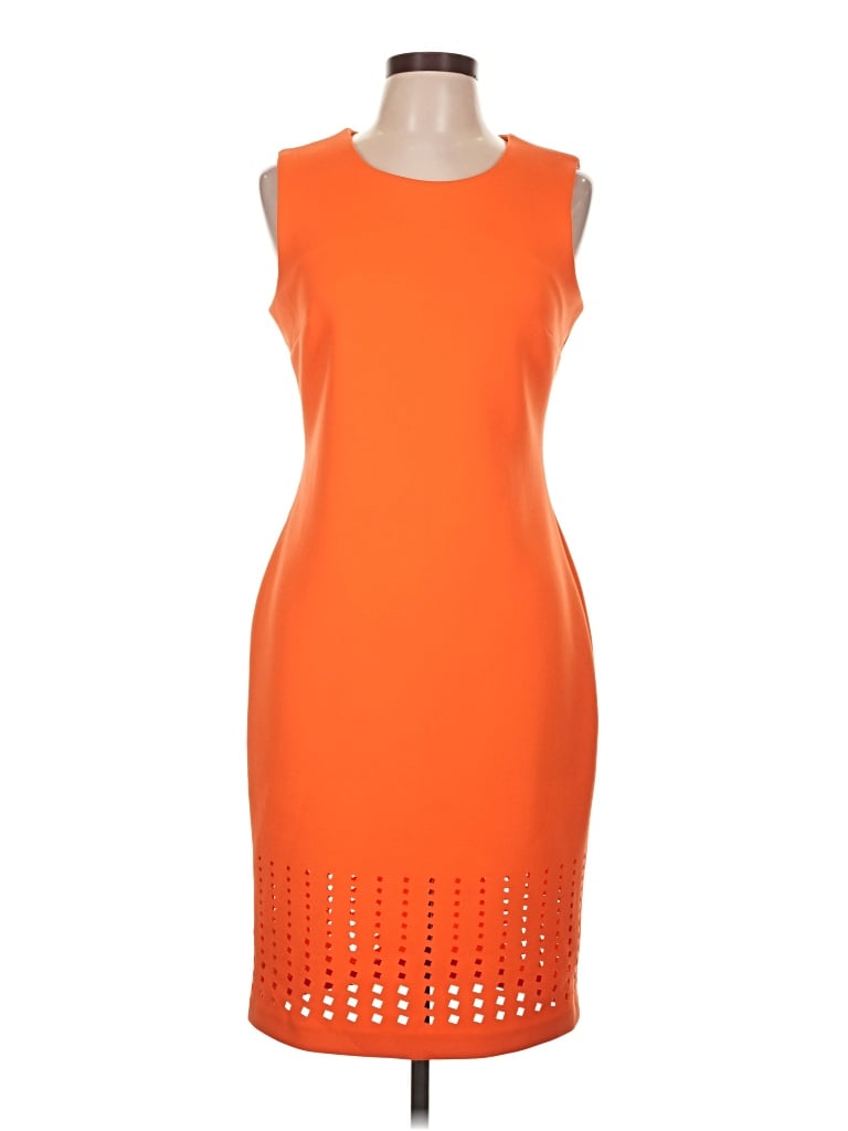 Pre-owned Calvin Klein Cocktail Dress In Orange