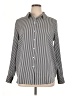 DKNY 100% Polyester Houndstooth Silver Long Sleeve Blouse Size XL - photo 1