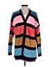 Woven Heart Color Block Stripes Multi Color Blue Cardigan Size S - photo 1
