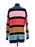 Woven Heart Color Block Stripes Multi Color Blue Cardigan Size S - photo 2