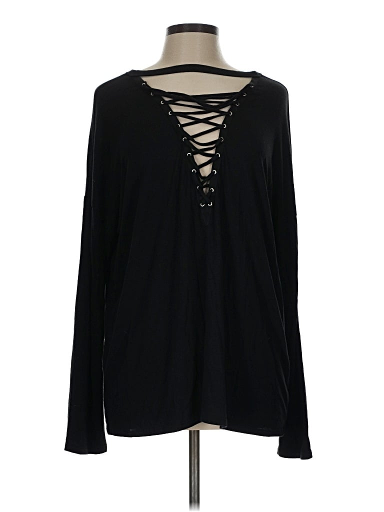 Pre-owned Express One Eleven Long Sleeve T-shirt In Black
