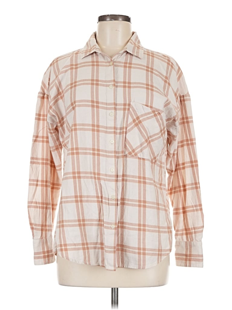 Pre-owned Ann Taylor Loft Outlet Long Sleeve Button Down Shirt In Tan