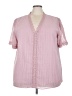 Unbranded 100% Polyester Pink Short Sleeve Blouse Size 3X - photo 1