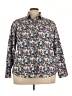 Lands' End 100% Baumwolle Floral Blue Long Sleeve Button-Down Shirt Size 22W - photo 1