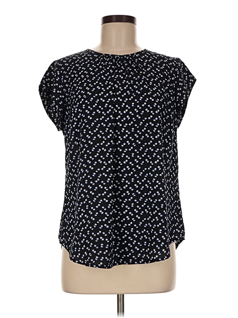 Pre-owned Monday Fun Short Sleeve Blouse In Black