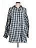 Max Studio 100% Cotton Checkered-gingham Blue 3/4 Sleeve Button-Down Shirt Size L (estimated) - photo 1