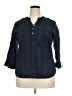Basic Editions 100% Cotton Blue 3/4 Sleeve Blouse Size XXL - photo 1
