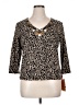 Ruby Rd. Animal Print Brown 3/4 Sleeve T-Shirt Size XL - photo 1
