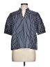 J. McLaughlin Stripes Blue Short Sleeve Blouse Size L - photo 1
