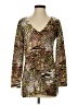 Boston Proper Animal Print Brown Long Sleeve Blouse Size S - photo 1