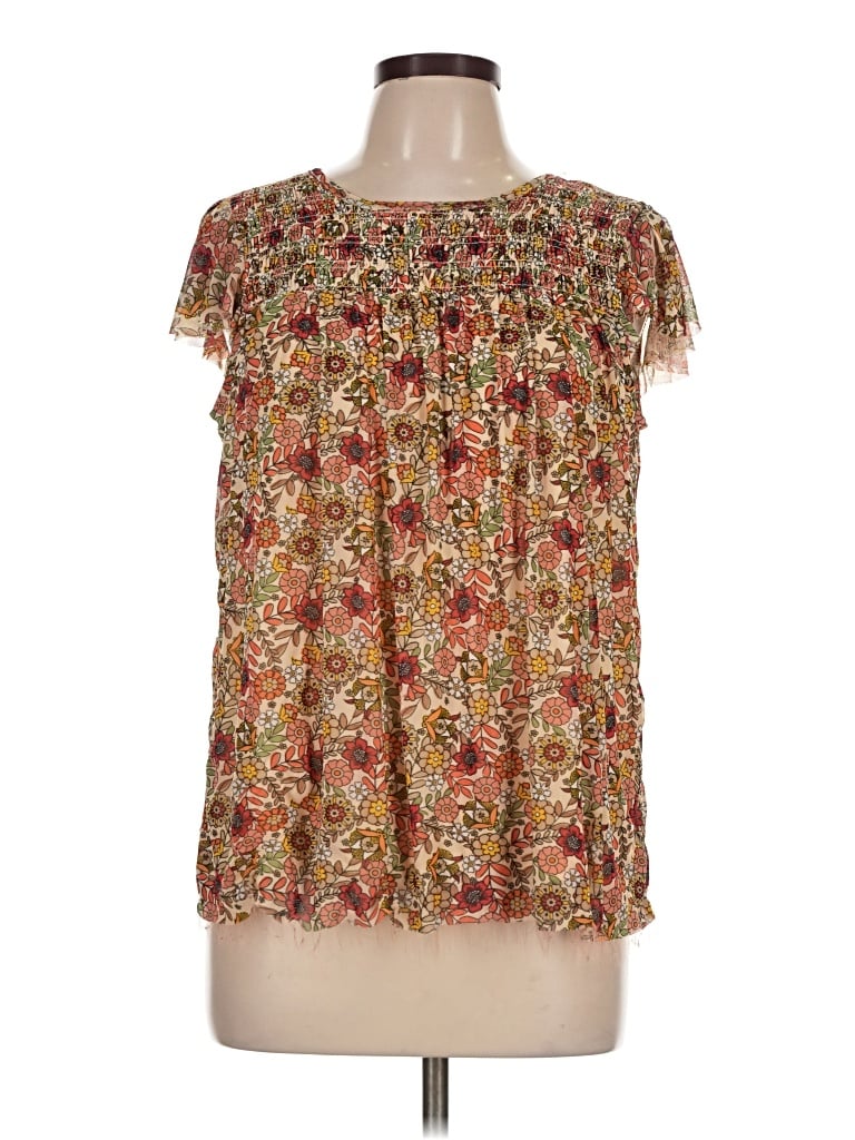Pre-owned Jane And Delancey Short Sleeve Blouse In Brown